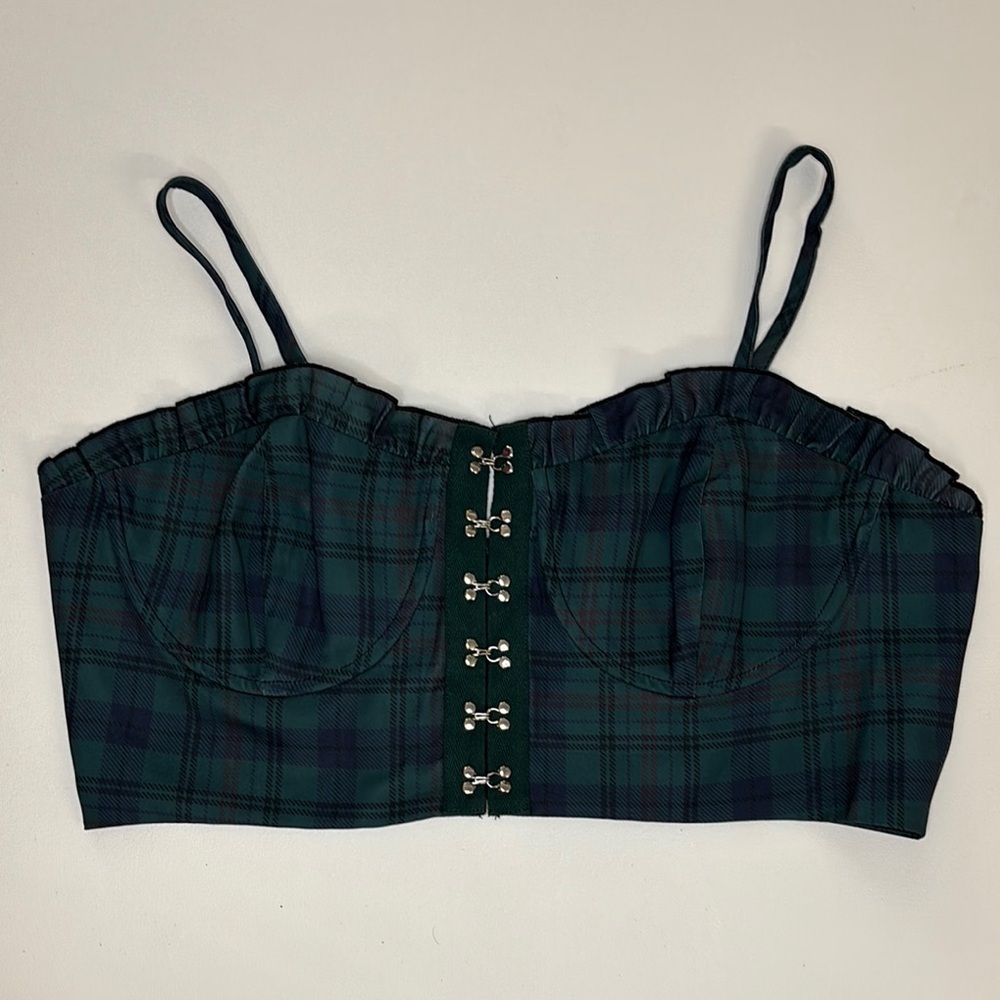 POSTER GIRL Bustier Women’s Sz large Plaid Whimsigoth Coquette Festival Concert